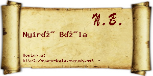 Nyirő Béla névjegykártya